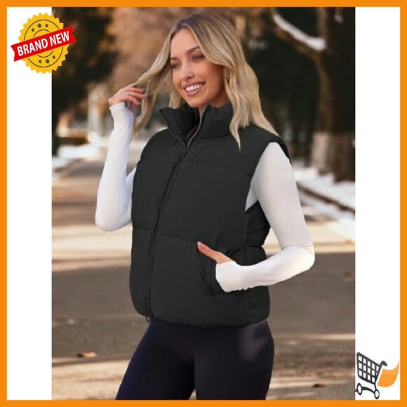 Women's Puffer Vest Sleeveless Jacket Lightweight Warm Quilted Zip Up - Picture 4 of 8